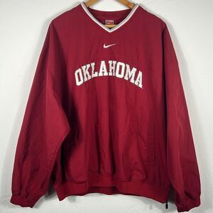 🔥🏈 Vintage OKLAHOMA SOONERS Nike Center Swoosh Pullover Polyester Jacket - 2XL